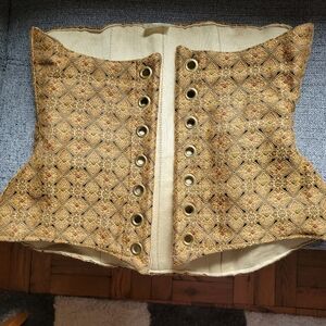 Damsel In This Dress Wench Underbust Corset Gold W Red/green